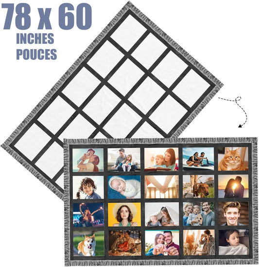 78 x 60 Sublimation Blank Throw Blankets for Heat Press (White-20 X Panel)