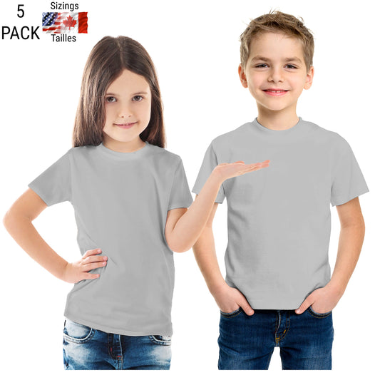Kids Sublimation T-Shirts Grey (95% Polyester-5% Spandex) Super Soft Cotton Feel -