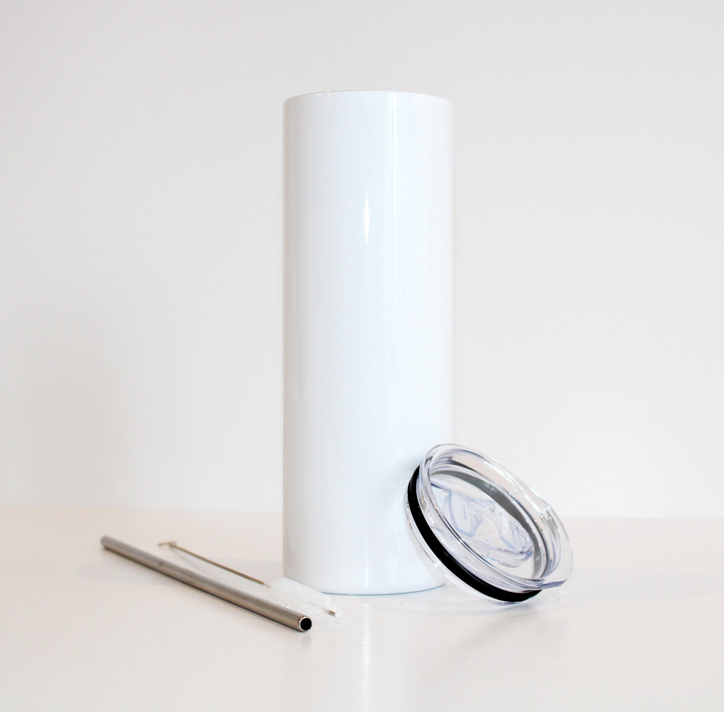 6 Pack - 20oz FLAT BOTTOM Straight Skinny  Sublimation Tumbler-straight-stainless steel(Double insulated hot- cold 8 hours) straw-cleaning brush-wraps-and seperate bottom Rubber