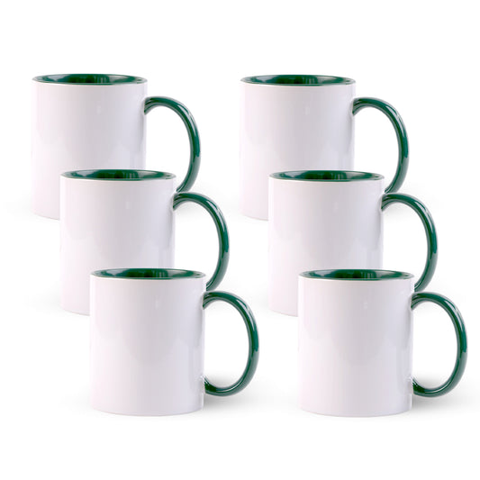 -11 once White sublimation mugs inner color GREEN   and handle with reinforced foam box packaging (a4)