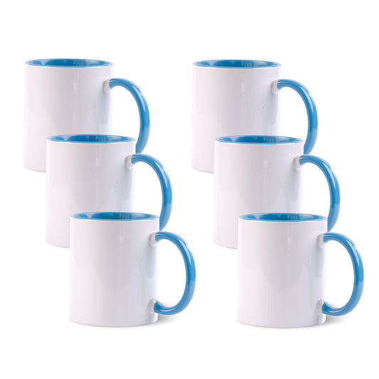 -11 once White sublimation mugs inner color BLUE  and handle with reinforced foam box packaging (a6)