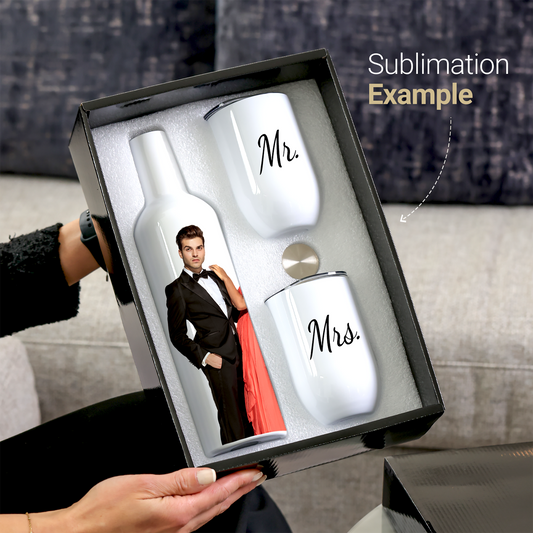 2 pack- Gift box Sublimation Wine Tumbler and Bottle Gift Set Stainless Steel Wine Tumblers12 oz 2 Pcs and 1pcs 26 oz