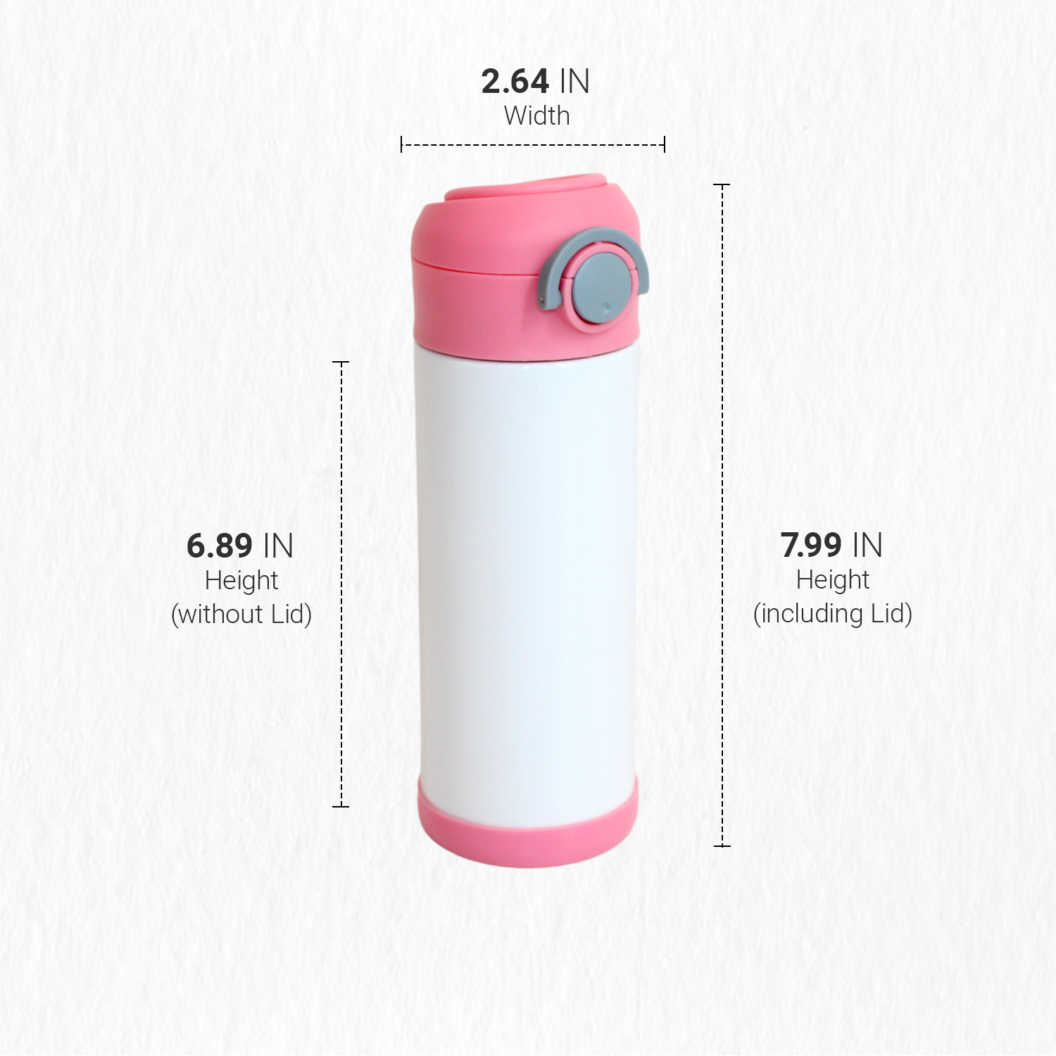 SDN SUBLIMATION Kids  Water Bottle, 350ml Pink lid