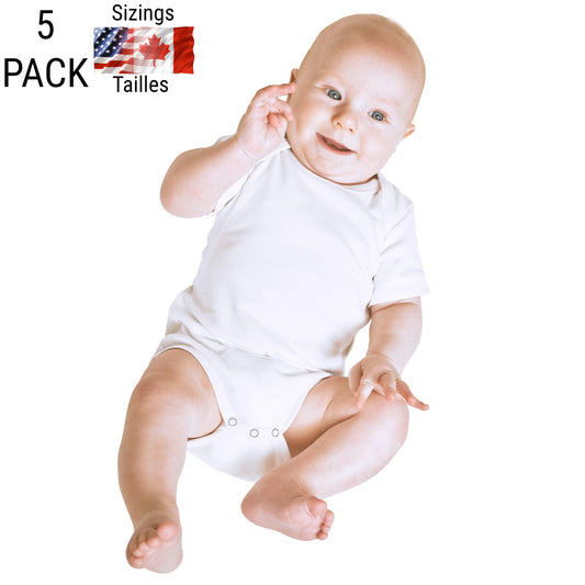 White Onesie (95% Polyester-5% Spandex) with Super Soft Cotton Feel -