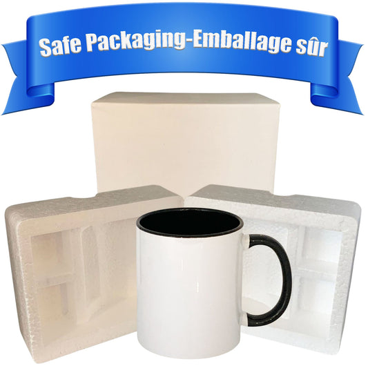 11 once White sublimation mugs inner color  BLACK and handle with reinforced foam box packaging (a1)