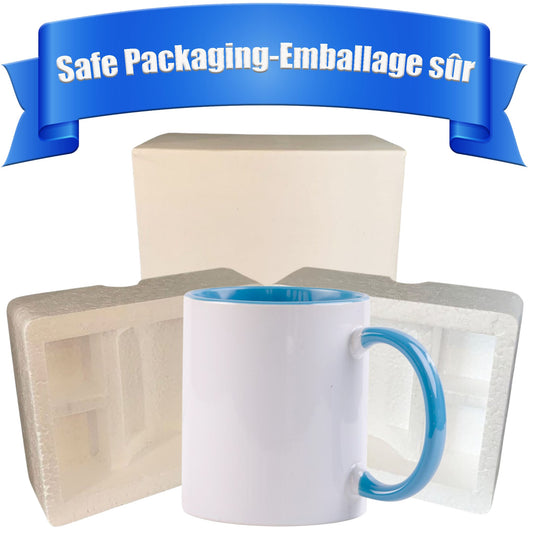 -11 once White sublimation mugs inner color BLUE  and handle with reinforced foam box packaging (a6)