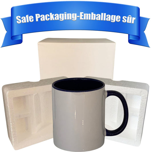 11 once White sublimation mugs inner color NAVY  and handle with reinforced foam box packaging (a9)