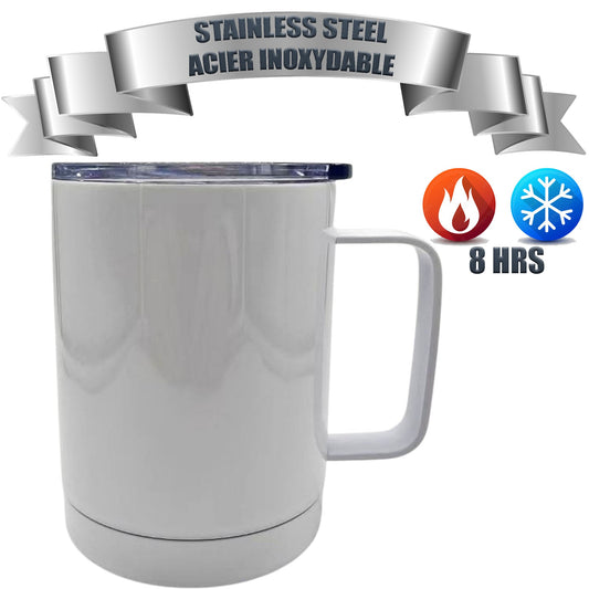 12oz sublimation stainless steel (Double insulated hot- cold 8 hours) mug white color