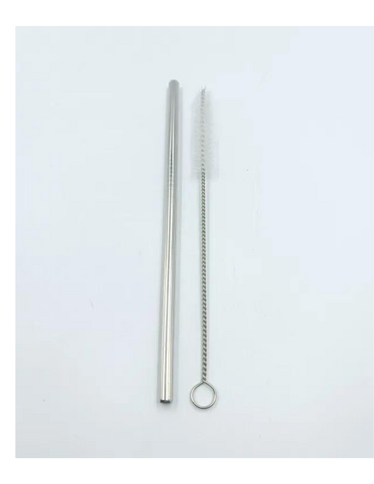 20 oz stainless steel straw with cleaning brush.