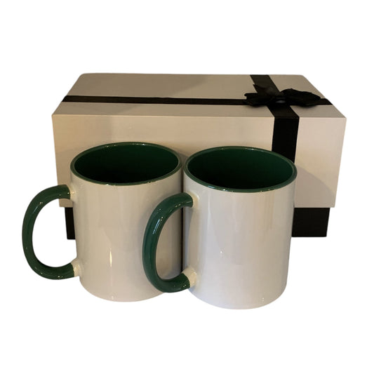 Gift boxes with 2 x  11 oz mugs inner color GREEN