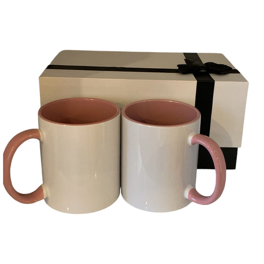 Gift boxes with 2 x  11 oz mugs inner color PINK