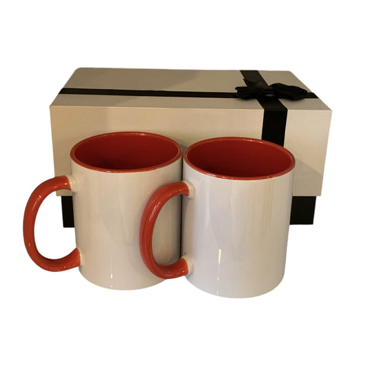 Gift boxes with 2 x  11 oz mugs inner color RED